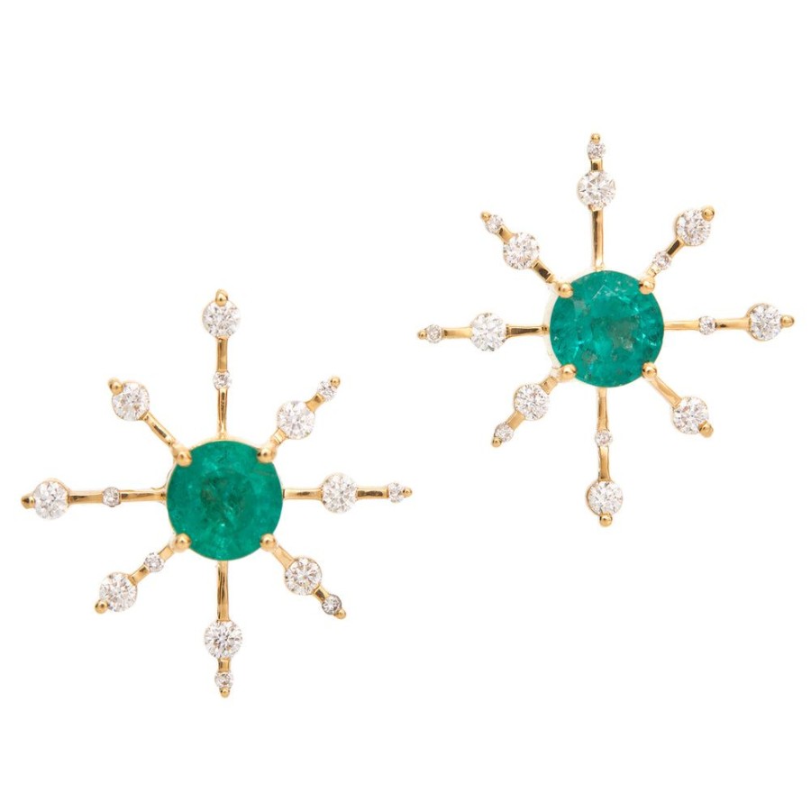 Jewelry YI Collection | Emerald & Diamond Starburst Earring