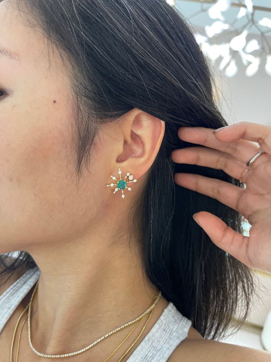 Jewelry YI Collection | Emerald & Diamond Starburst Earring