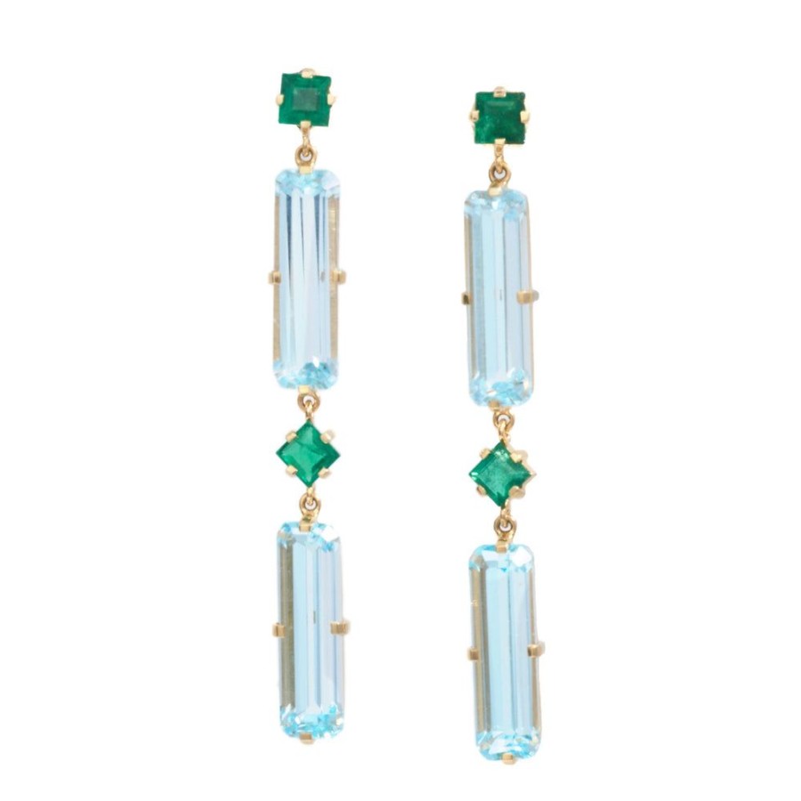 Jewelry YI Collection | Emerald & Blue Topaz Cascade Earring