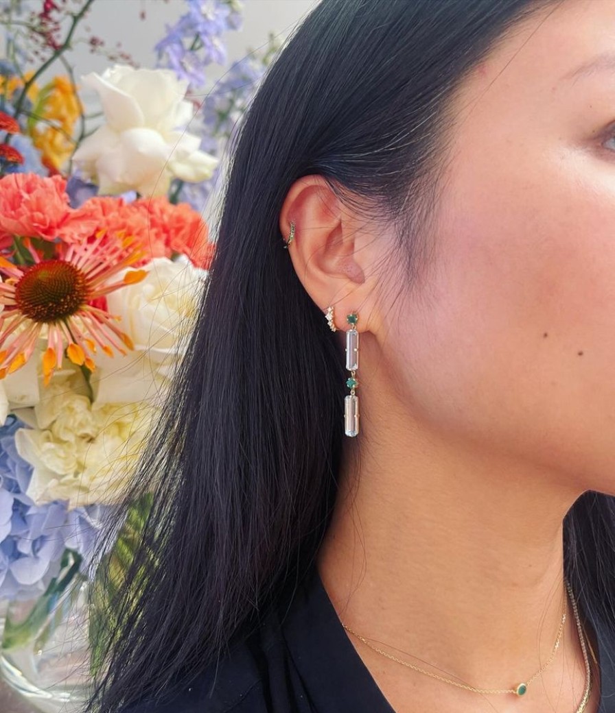 Jewelry YI Collection | Emerald & Blue Topaz Cascade Earring