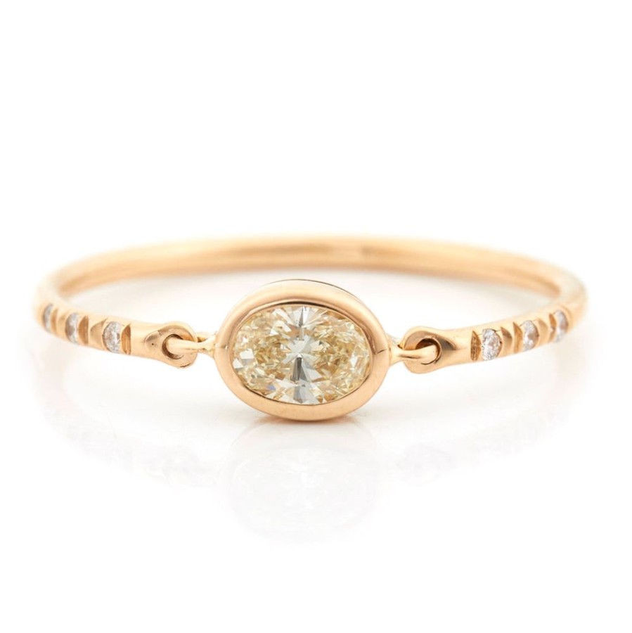 Jewelry YI Collection Diamonds | Yellow Diamond Oval Petite Circle Ring