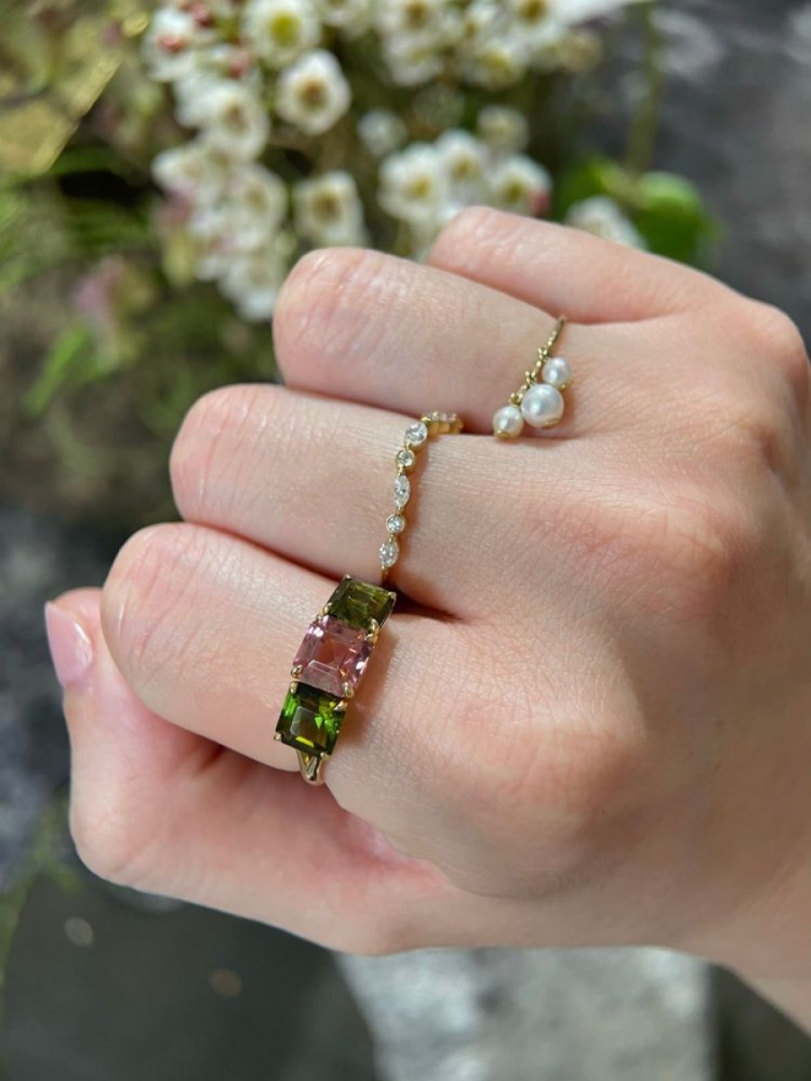 Jewelry YI Collection | Green & Pink Tourmaline Asscher Ring