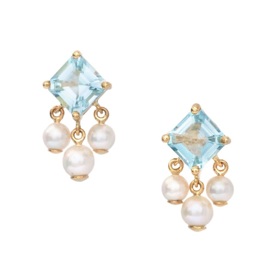 Jewelry YI Collection | Aquamarine And Pearl Nymph Earrings