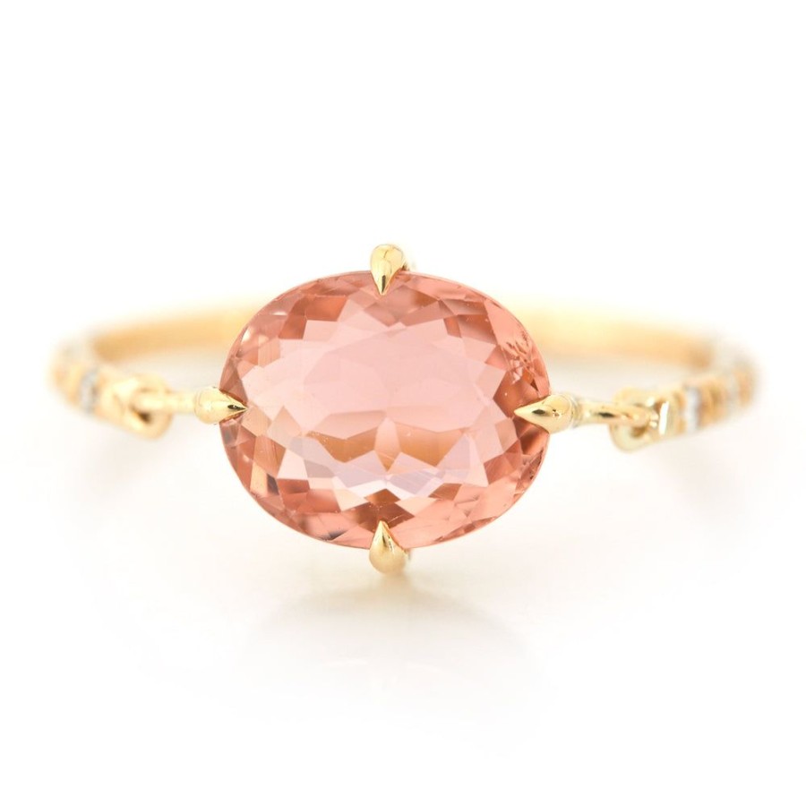 Jewelry YI Collection | Pink Tourmaline Petite Circle Diamond Ring