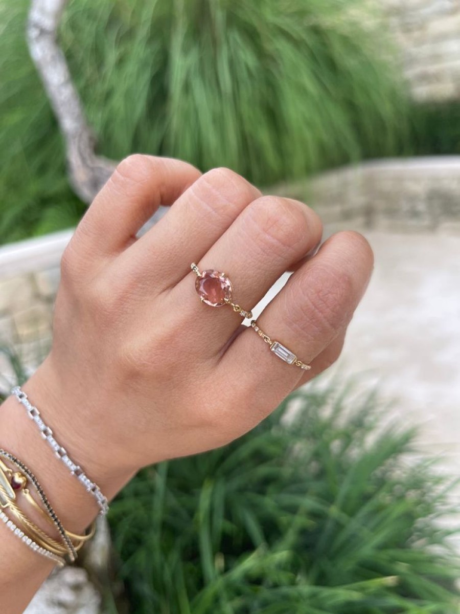 Jewelry YI Collection | Pink Tourmaline Petite Circle Diamond Ring