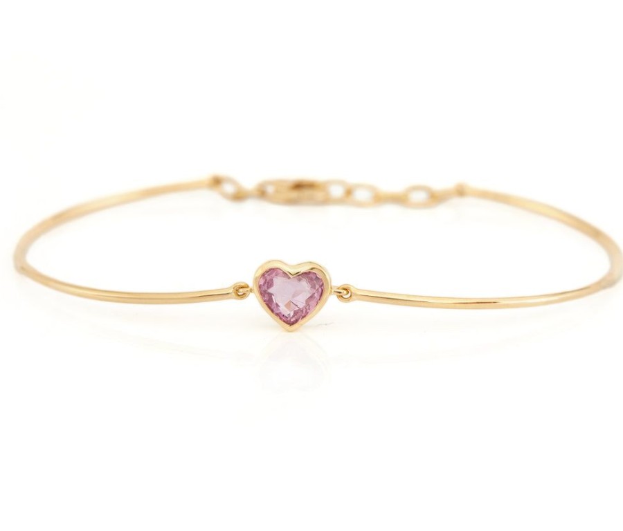 Jewelry YI Collection | Pink Sapphire Heart Bangle