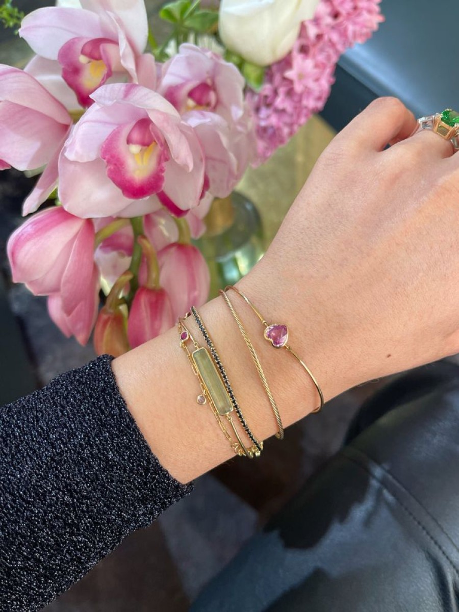 Jewelry YI Collection | Pink Sapphire Heart Bangle