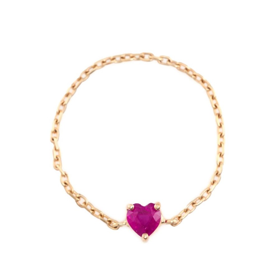 Jewelry YI Collection Chain Rings | Ruby Heart Chain Ring