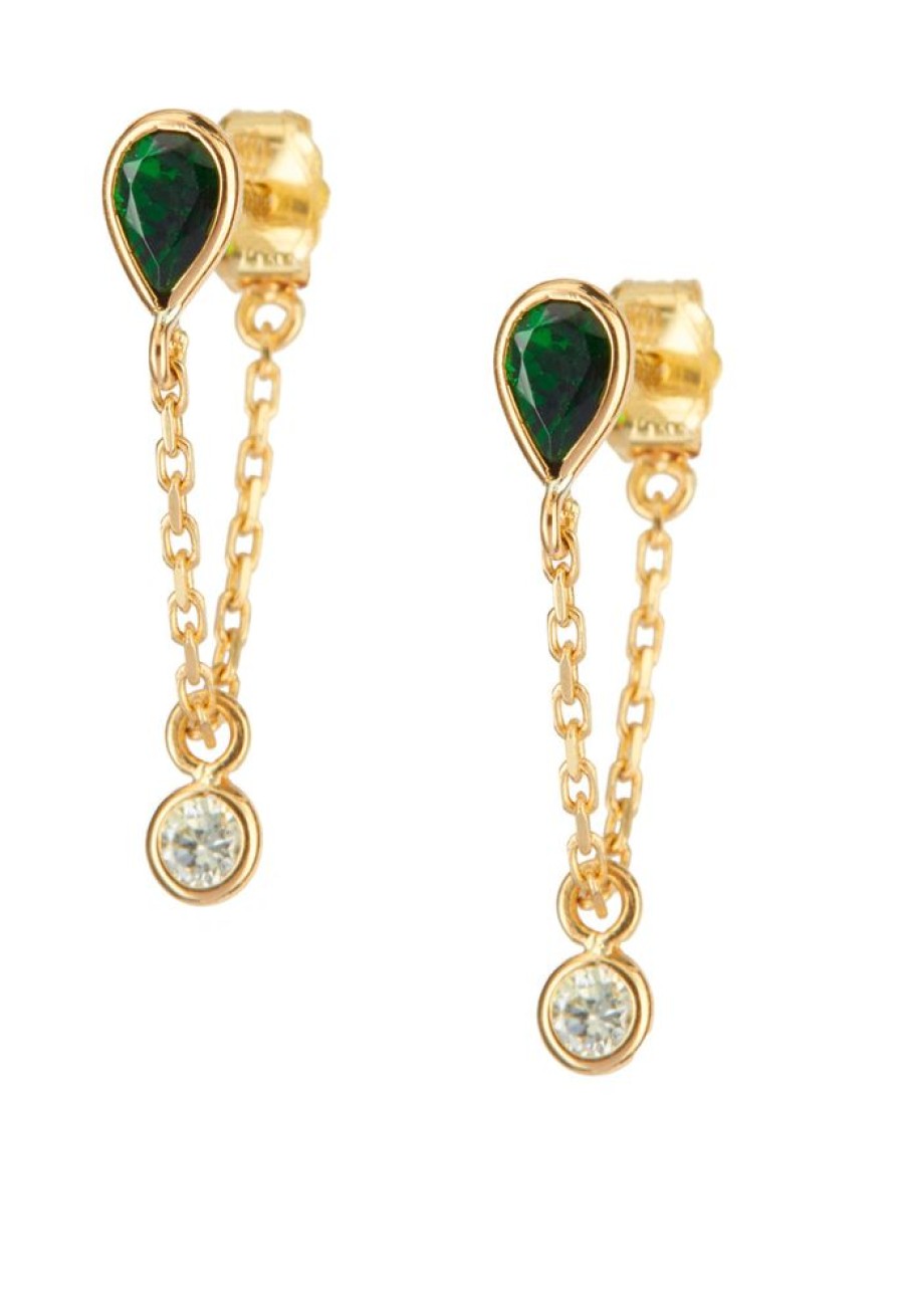 Jewelry YI Collection | Tsavorite & Diamond Chain Earrings