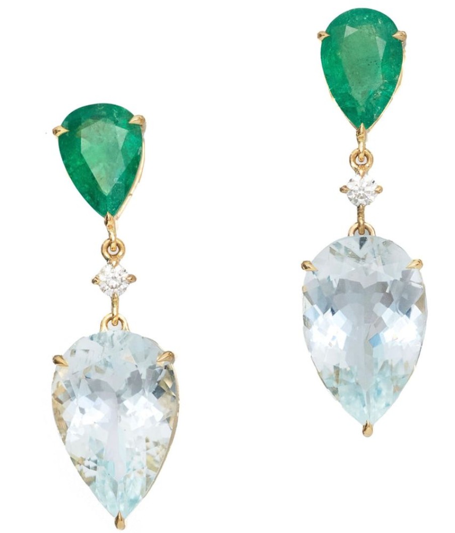 Jewelry YI Collection | Emerald & Aquamarine Spring'S Dewdrop Earrings