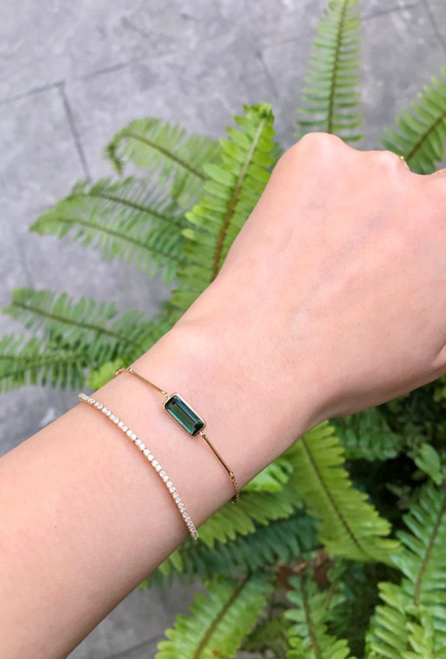 Jewelry YI Collection | Green Tourmaline & Ruby Bar Bracelet