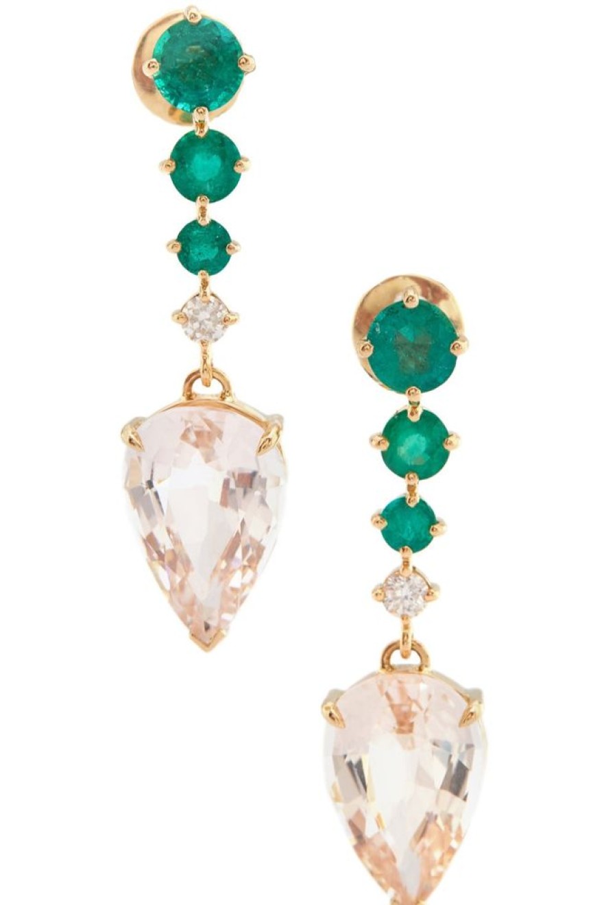 Jewelry YI Collection | Emerald & Diamond & Morganite Arrows Earrings