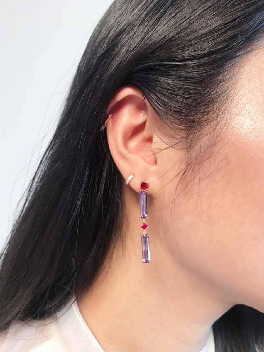 Jewelry YI Collection | Ruby & Amethyst Cascade Earrings