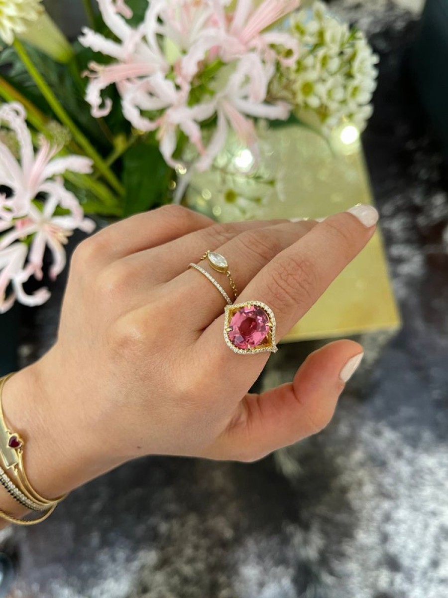 Jewelry YI Collection | Love'S Eye Pink Tourmaline & Diamond Ring