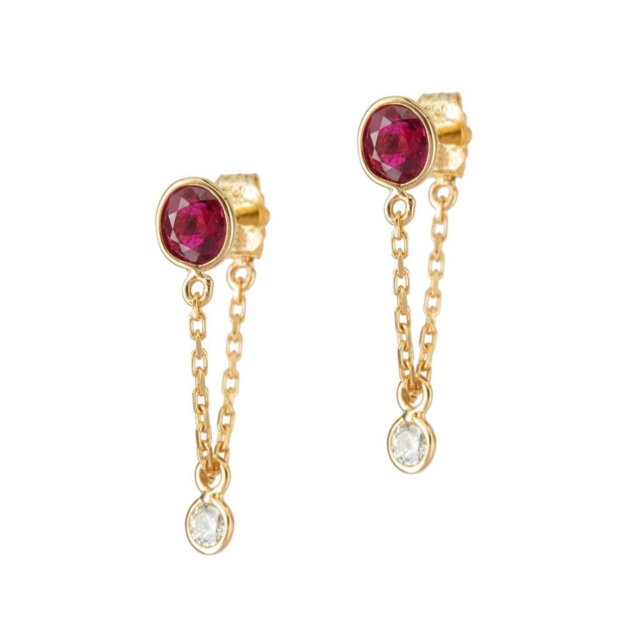 Jewelry YI Collection | Ruby & Diamond Chain Earrings