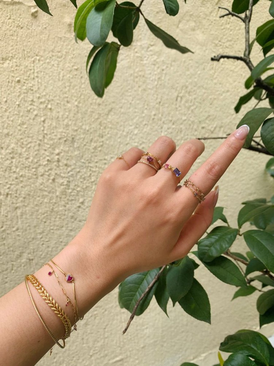 Jewelry YI Collection Chain Rings | Tanzanite & Pink Sapphire Chain Ring