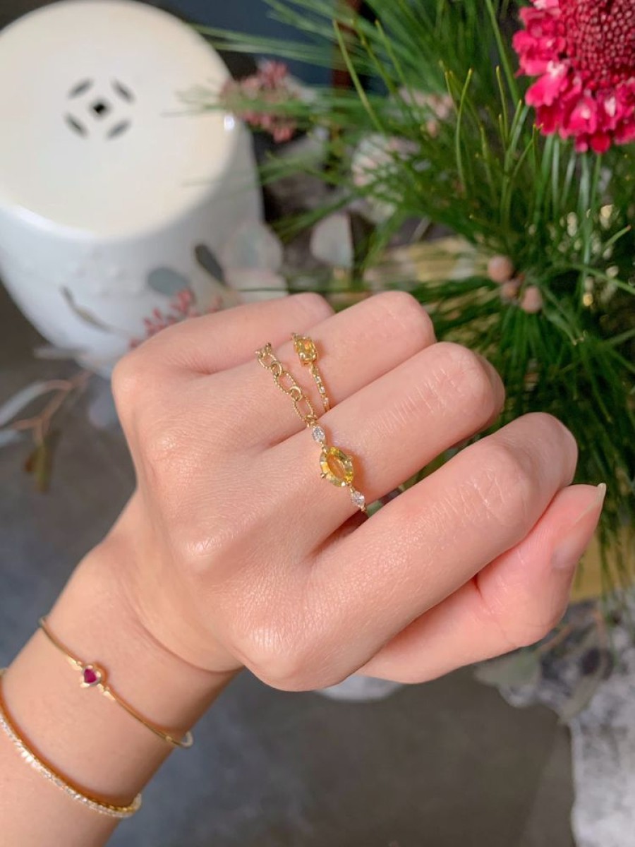 Jewelry YI Collection | Yellow Sapphire & Diamond Dream Weaver Chain Ring