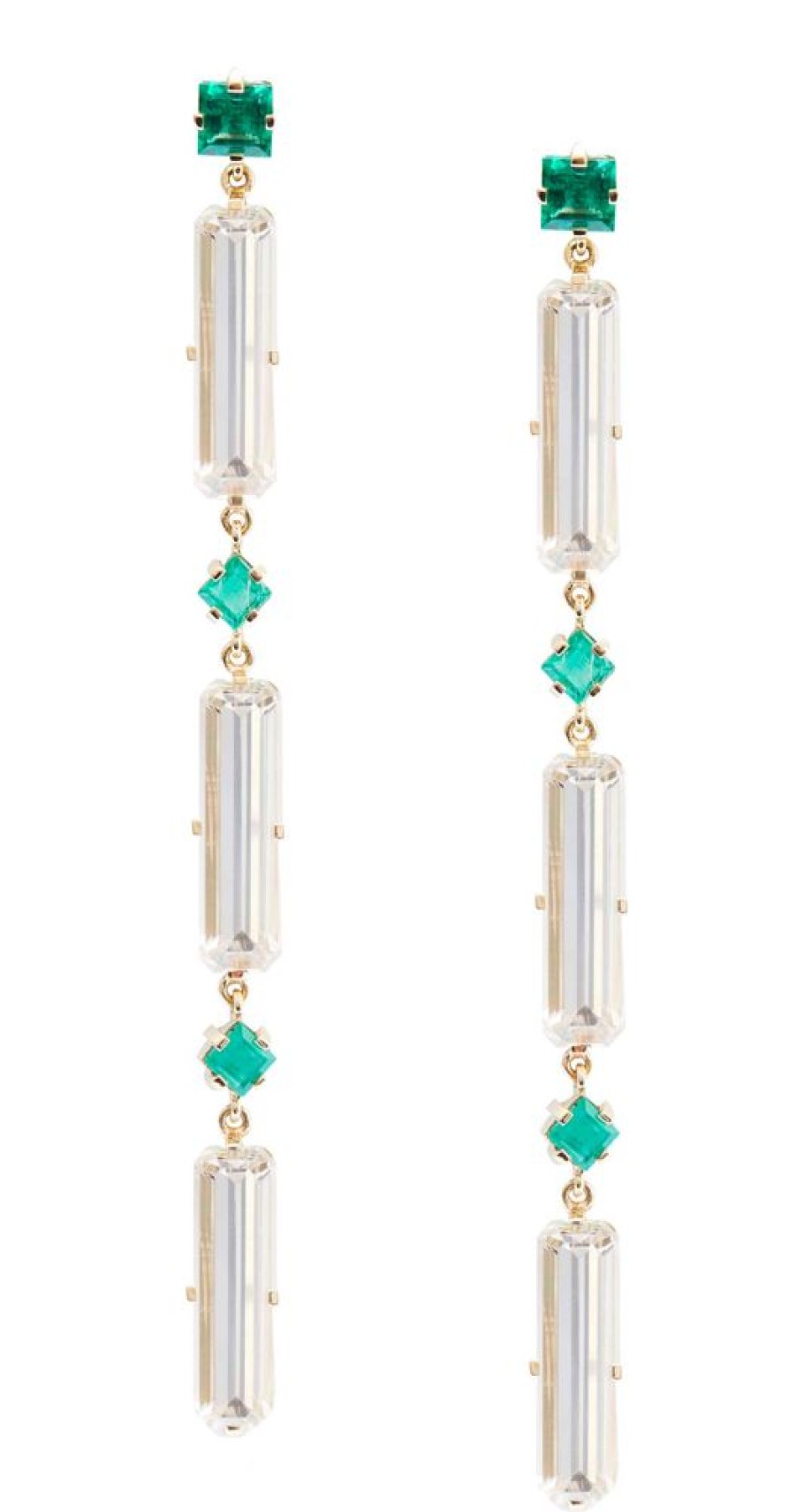 Jewelry YI Collection | Emerald & White Topaz Cascade Earrings