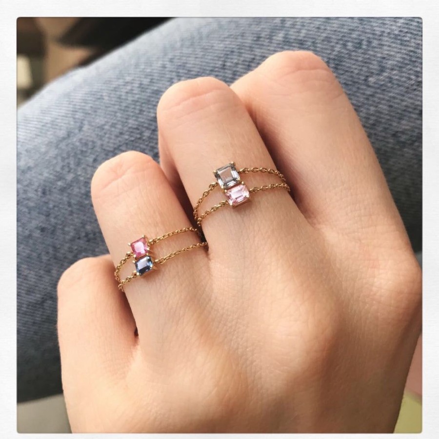 Jewelry YI Collection Chain Rings | Pink Sapphire Chain Ring