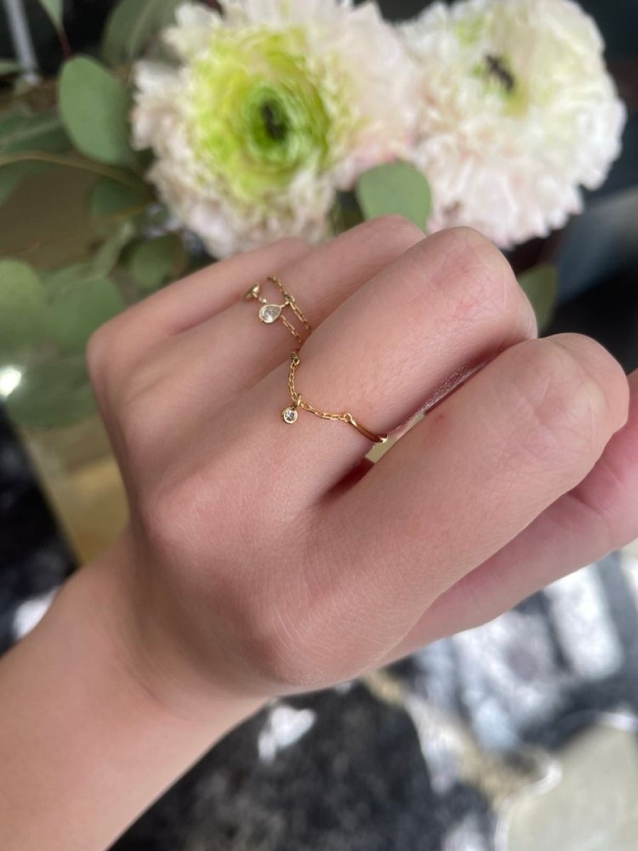 Jewelry YI Collection Single Gemstones | Yi Collection X Opening Ceremony Diamond Half Chain Ring: Silver With 14K Gold Plating