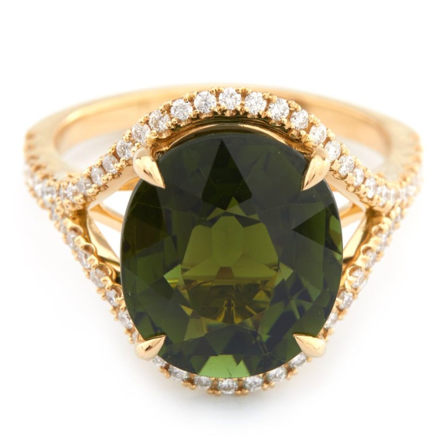 Jewelry YI Collection | Love'S Eye Green Tourmaline & Diamond Ring