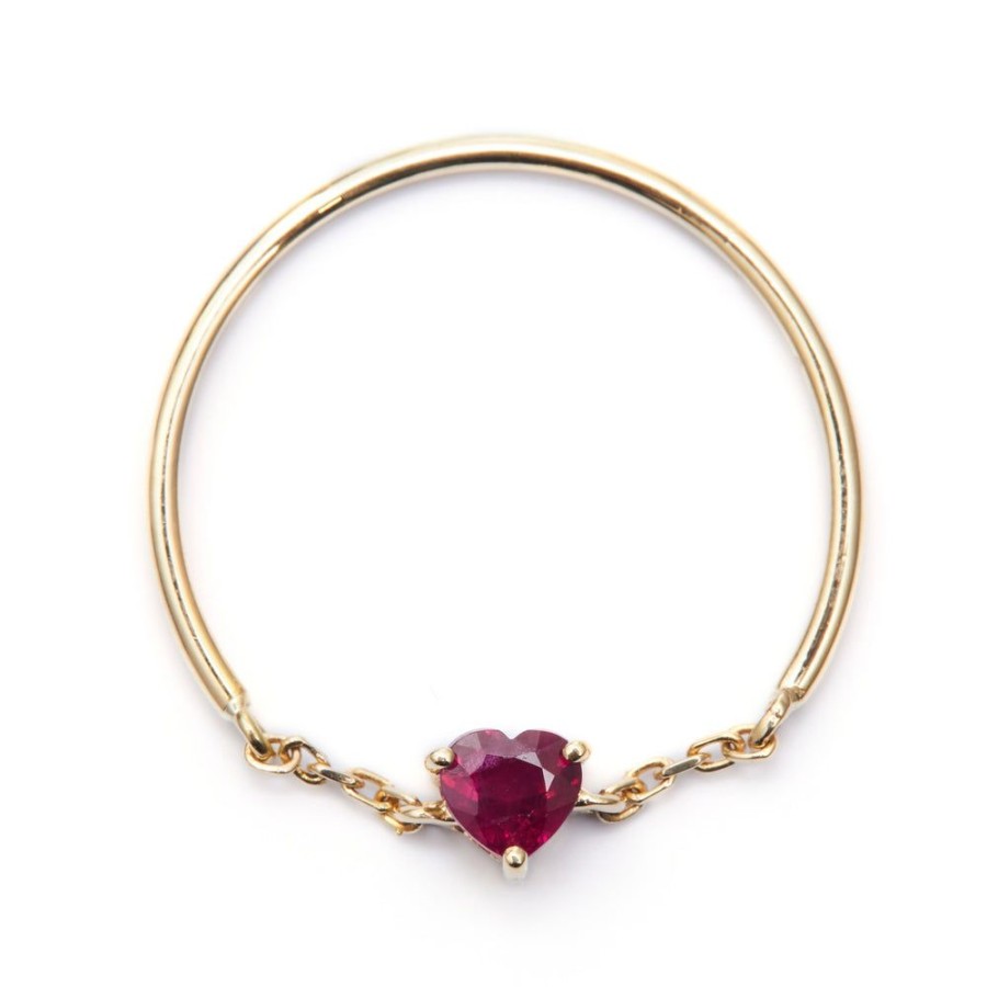 Jewelry YI Collection Single Gemstones | Ruby Heart Half Chain Ring