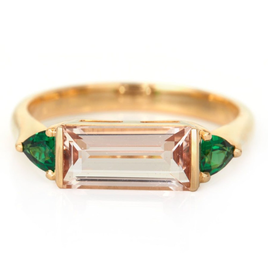 Jewelry YI Collection Triplets | Morganite & Tsavorite East West Ring