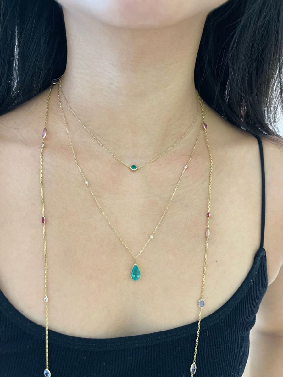 Jewelry YI Collection | Emerald Dewdrop Supreme Diamond Necklace