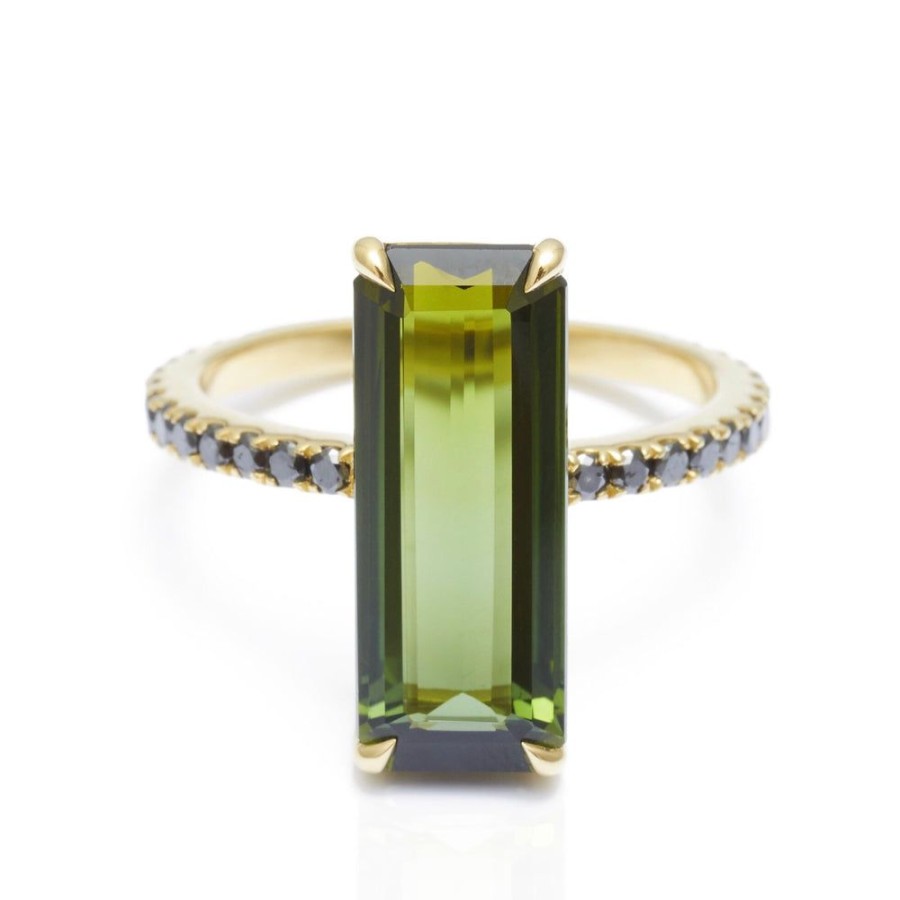 Jewelry YI Collection Something Bigger | Green Tourmaline & Black Diamond Supreme Deco Ring