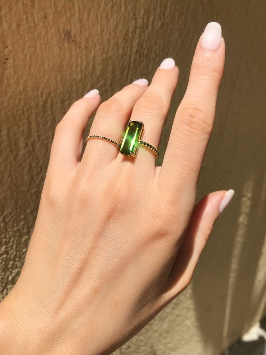 Jewelry YI Collection Something Bigger | Green Tourmaline & Black Diamond Supreme Deco Ring