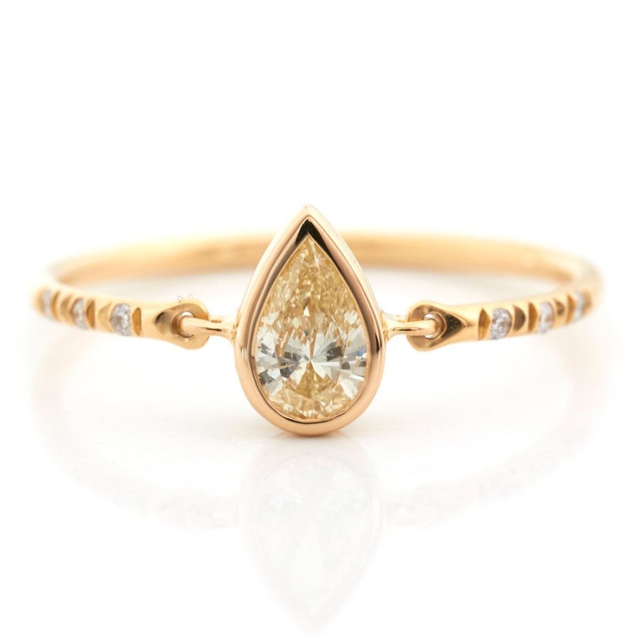 Jewelry YI Collection Diamonds | Yellow Diamond Pear Petite Circle Ring