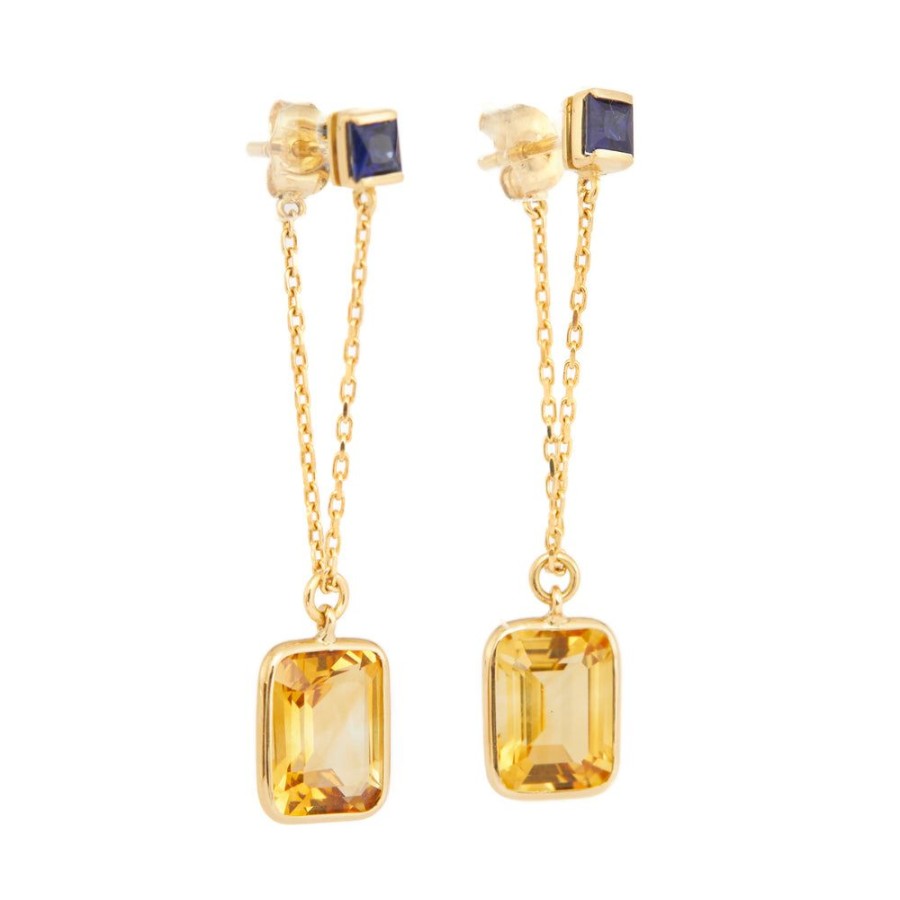 Jewelry YI Collection | Sapphire & Citrine Chain Earrings