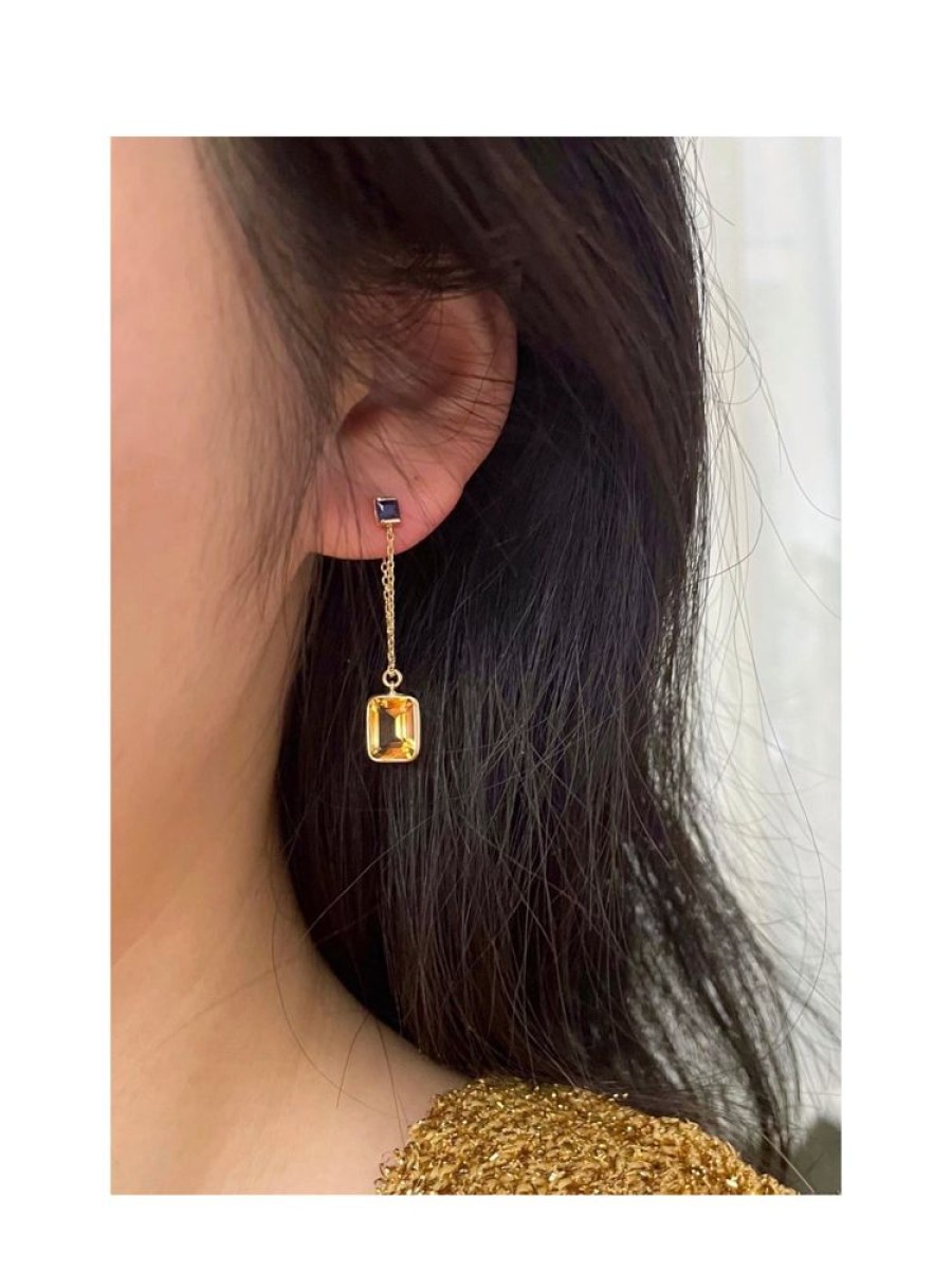 Jewelry YI Collection | Sapphire & Citrine Chain Earrings