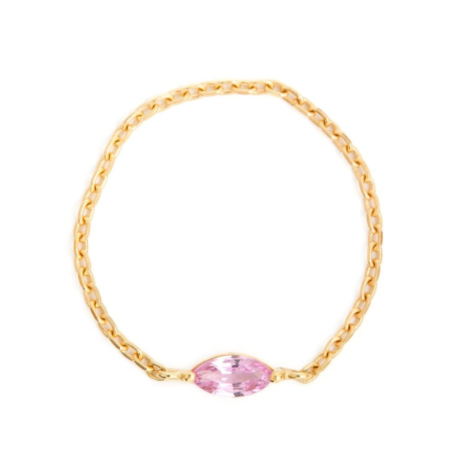 Jewelry YI Collection Chain Rings | Pink Sapphire Petite Marquise Chain Ring