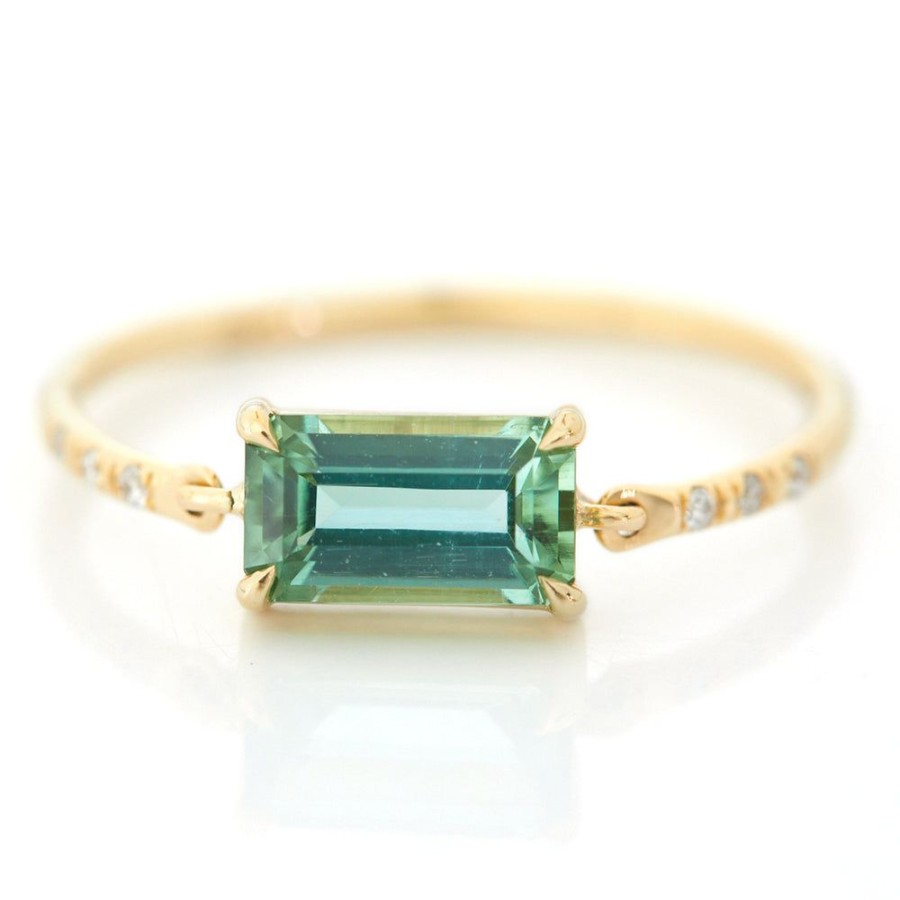 Jewelry YI Collection | Mint Tourmaline Petite Circle Diamond Ring