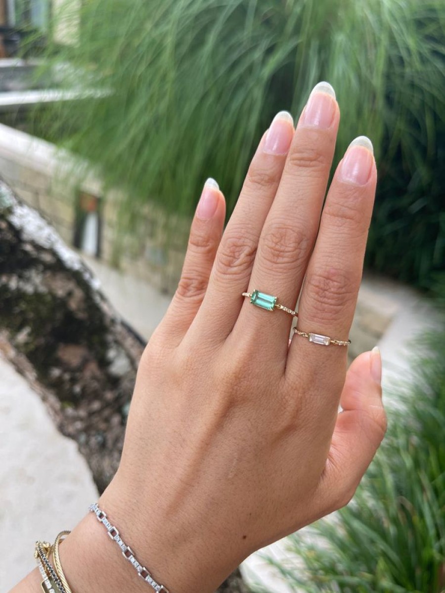 Jewelry YI Collection | Mint Tourmaline Petite Circle Diamond Ring