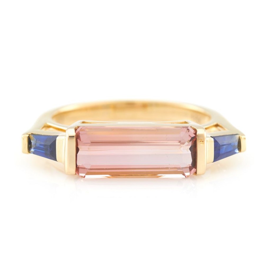 Jewelry YI Collection Triplets | Pink Tourmaline & Sapphire East West Ring