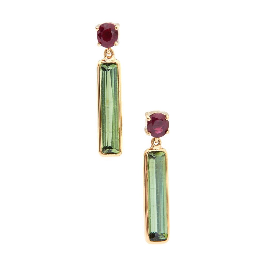 Jewelry YI Collection | Ruby & Tourmaline Bar Earrings