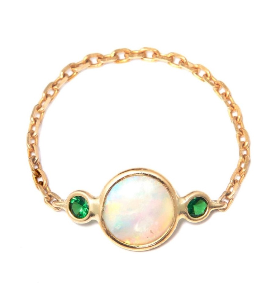 Jewelry YI Collection Triplets | Opal & Tsavorite Eos Chain Ring