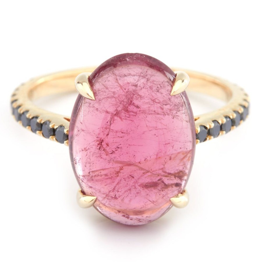 Jewelry YI Collection Something Bigger | Pink Tourmaline & Black Diamond Globe Ring