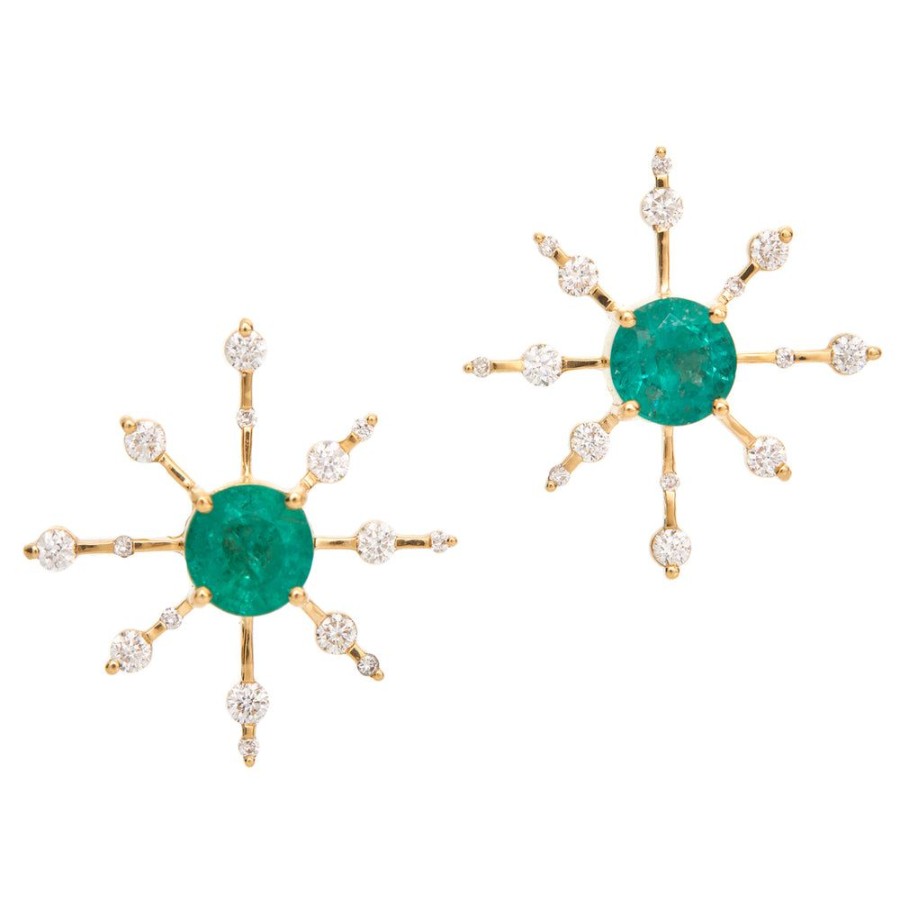 Jewelry YI Collection | Emerald & Diamond Starburst Earring