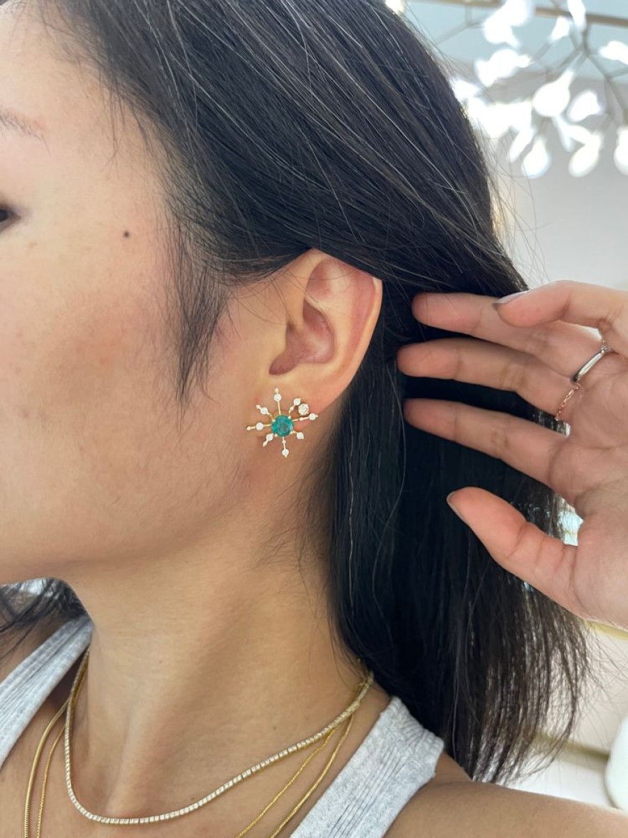 Jewelry YI Collection | Emerald & Diamond Starburst Earring