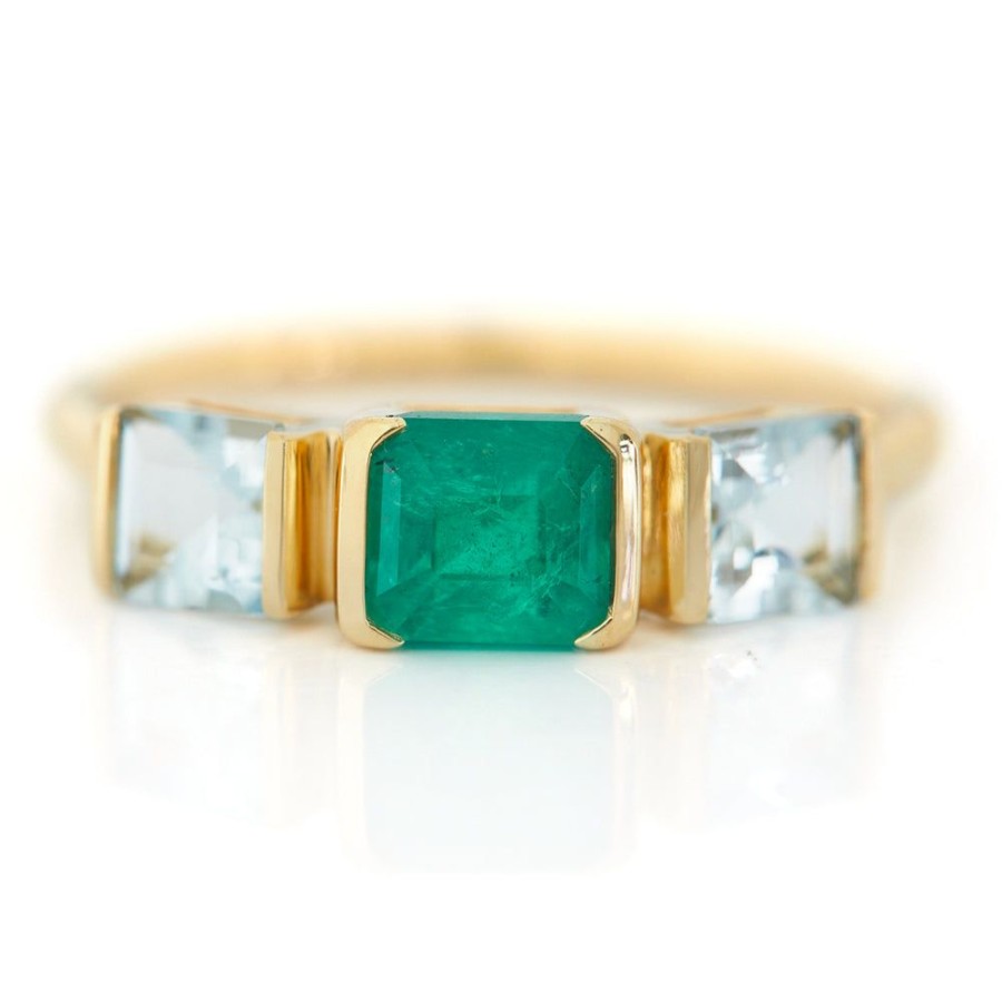 Jewelry YI Collection Triplets | Emerald & Aquamarine Triplet Ring