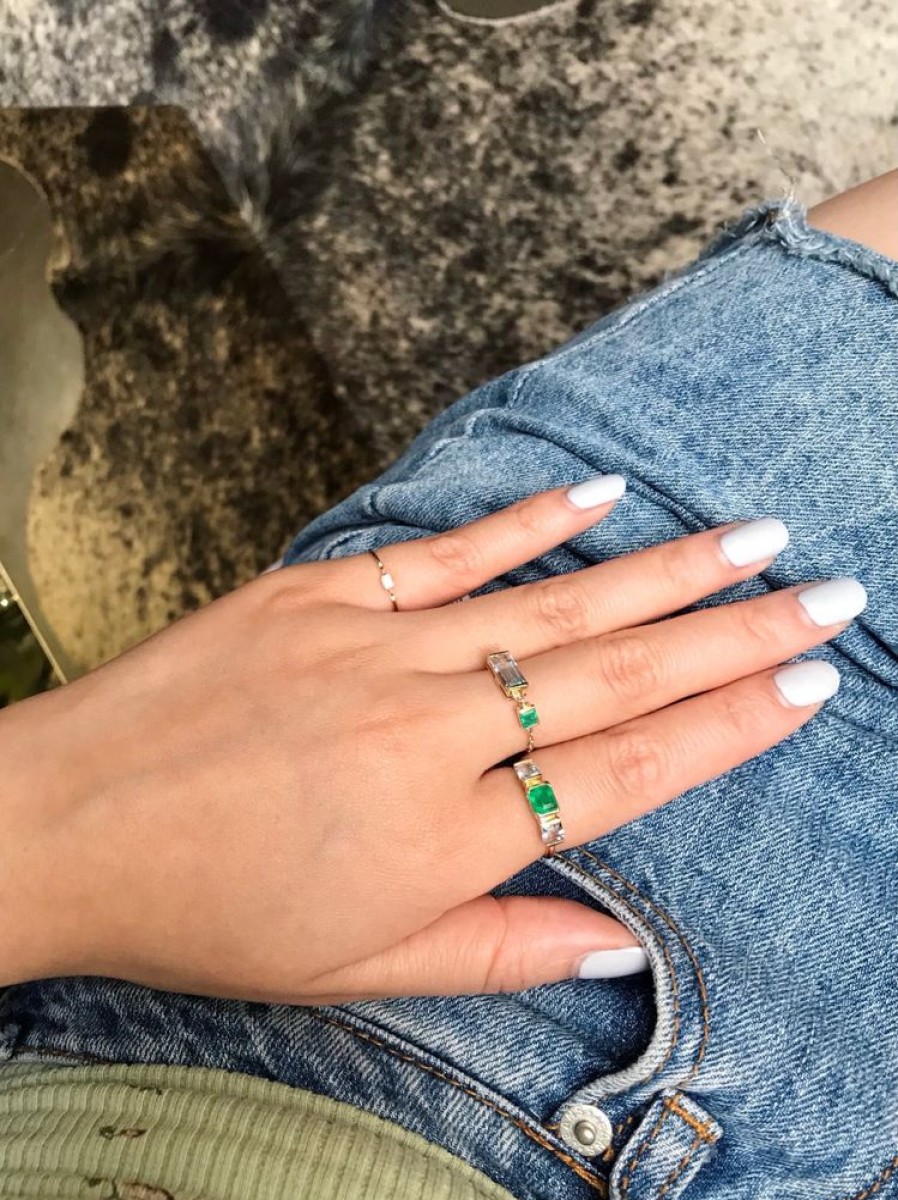 Jewelry YI Collection Triplets | Emerald & Aquamarine Triplet Ring