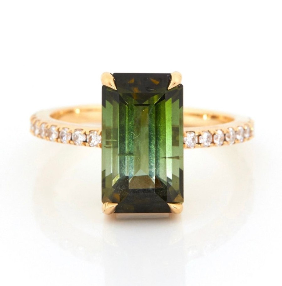 Jewelry YI Collection Something Bigger | Green Ombre Tourmaline & Diamond Vivant Ring