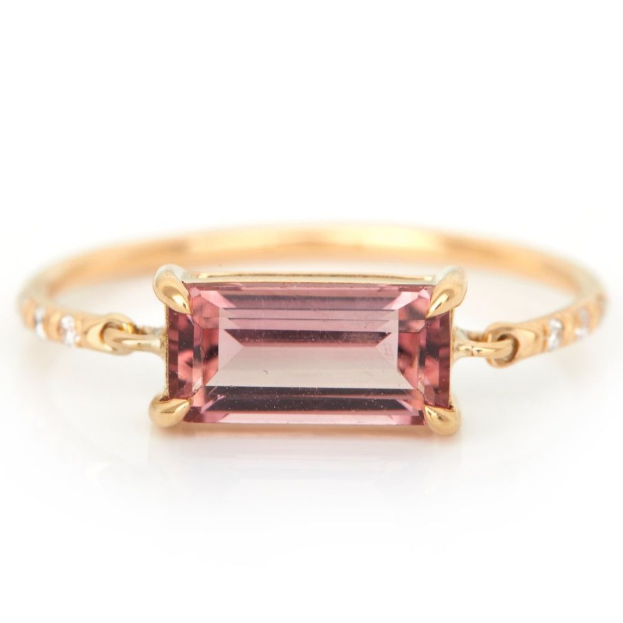 Jewelry YI Collection | Pink Tourmaline Petite Circle Diamond Ring