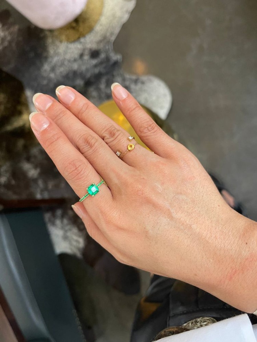 Jewelry YI Collection Something Bigger | Emerald Petite Spring Ring