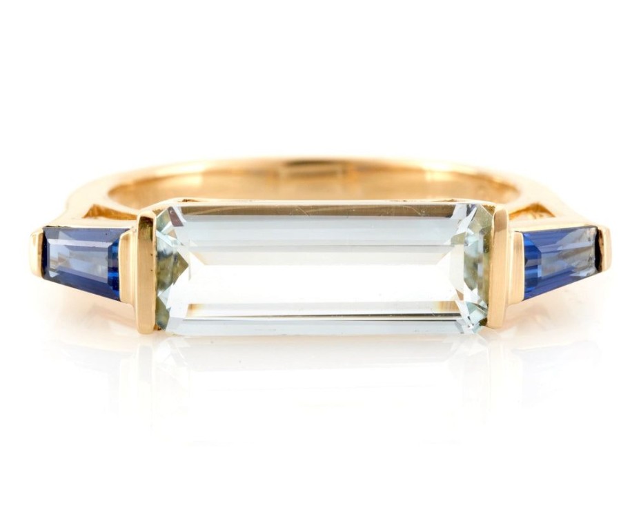 Jewelry YI Collection Something Bigger | Aquamarine & Sapphire East West Ring