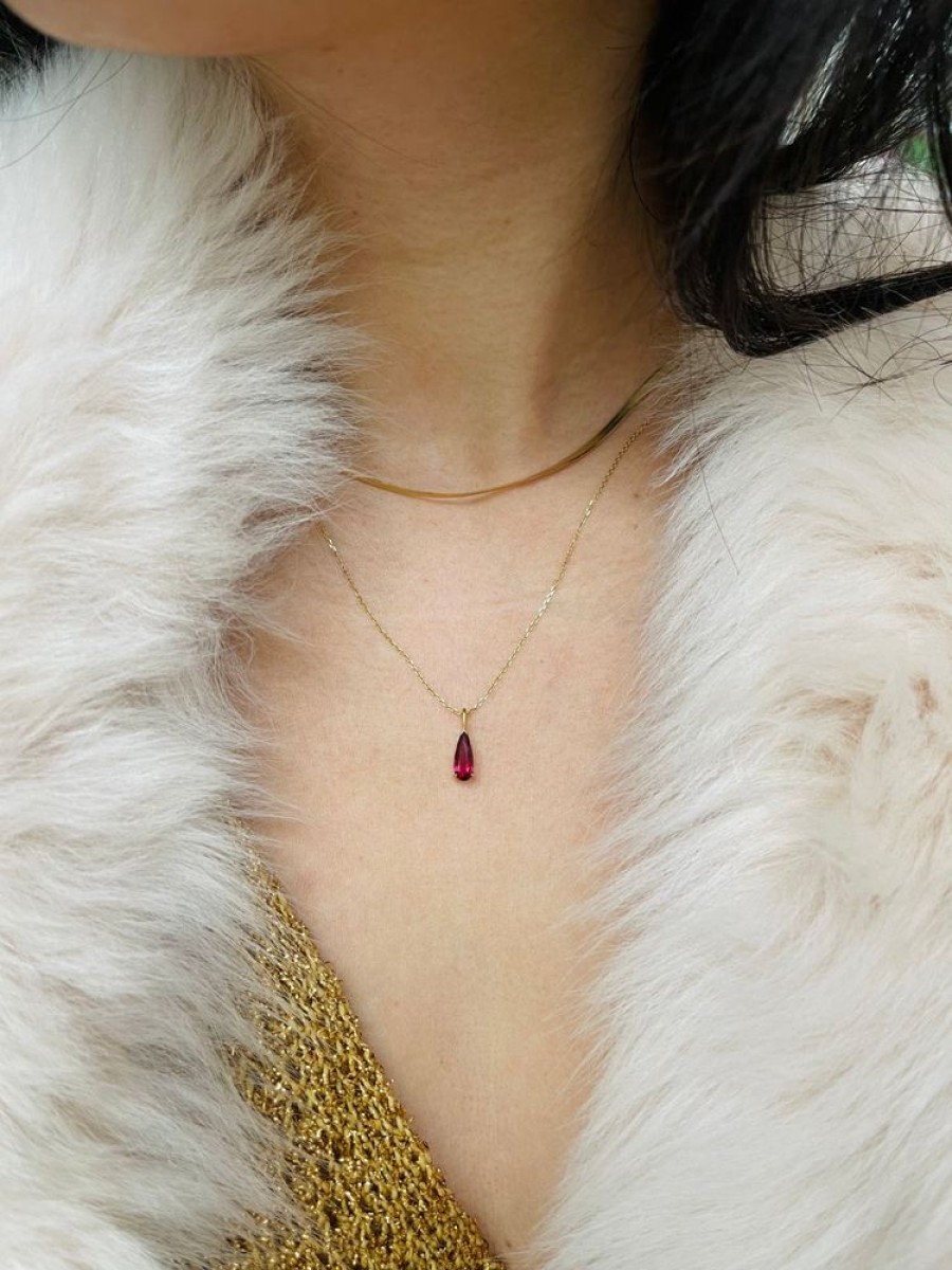 Jewelry YI Collection | Rubellite Drop Necklace