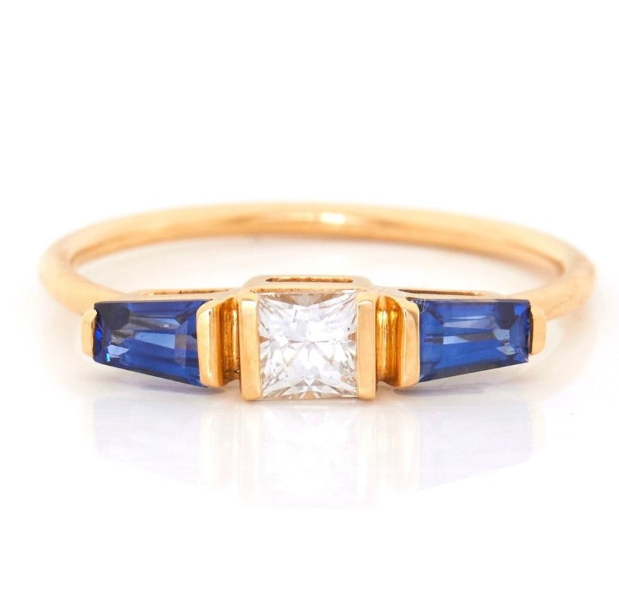 Jewelry YI Collection Triplets | White & Blue Sapphire Triplet Ring